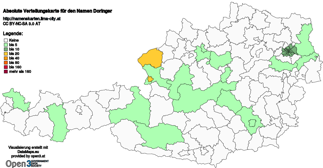 Absolute Verteilungskarten Nachnamen Doringer