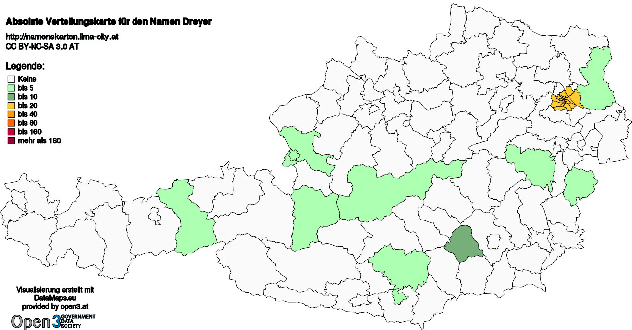 Absolute Verteilungskarten Nachnamen Dreyer