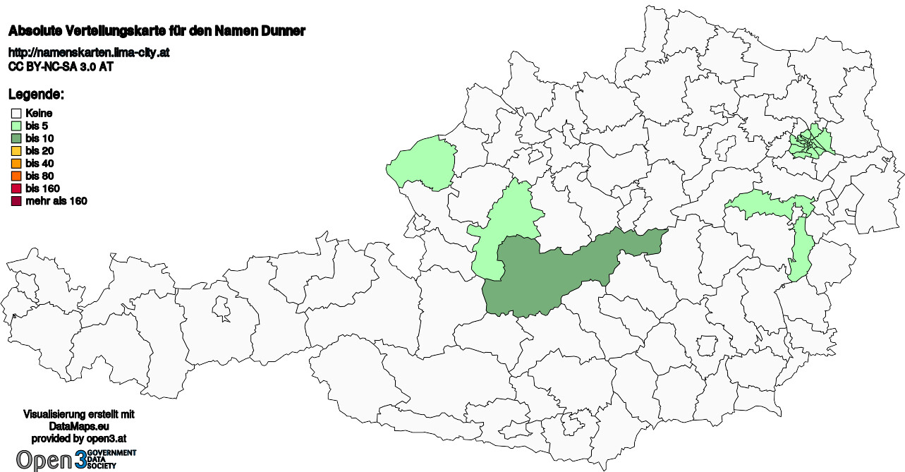 Absolute Verteilungskarten Nachnamen Dunner