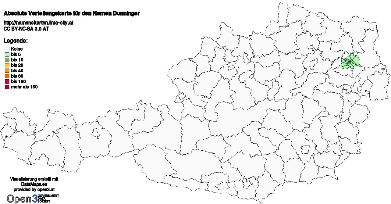 Absolute Verteilungskarten Nachnamen Dunninger