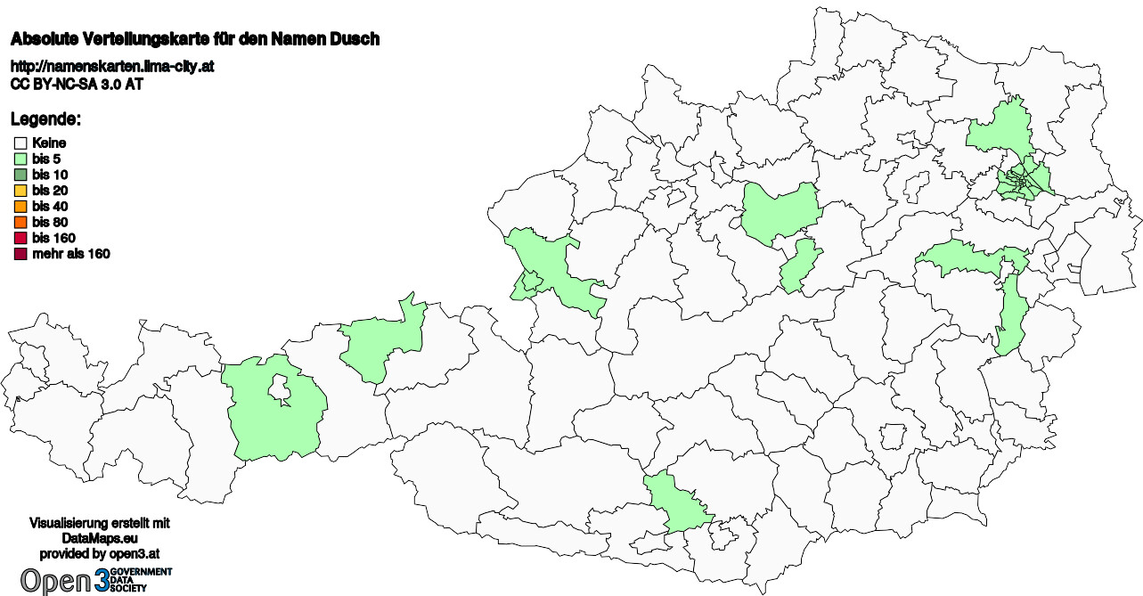 Absolute Verteilungskarten Nachnamen Dusch