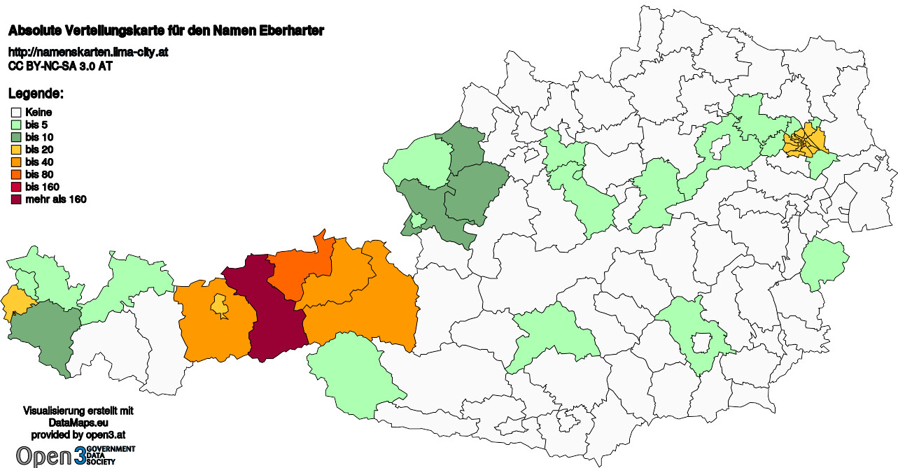 Absolute Verteilungskarten Nachnamen Eberharter