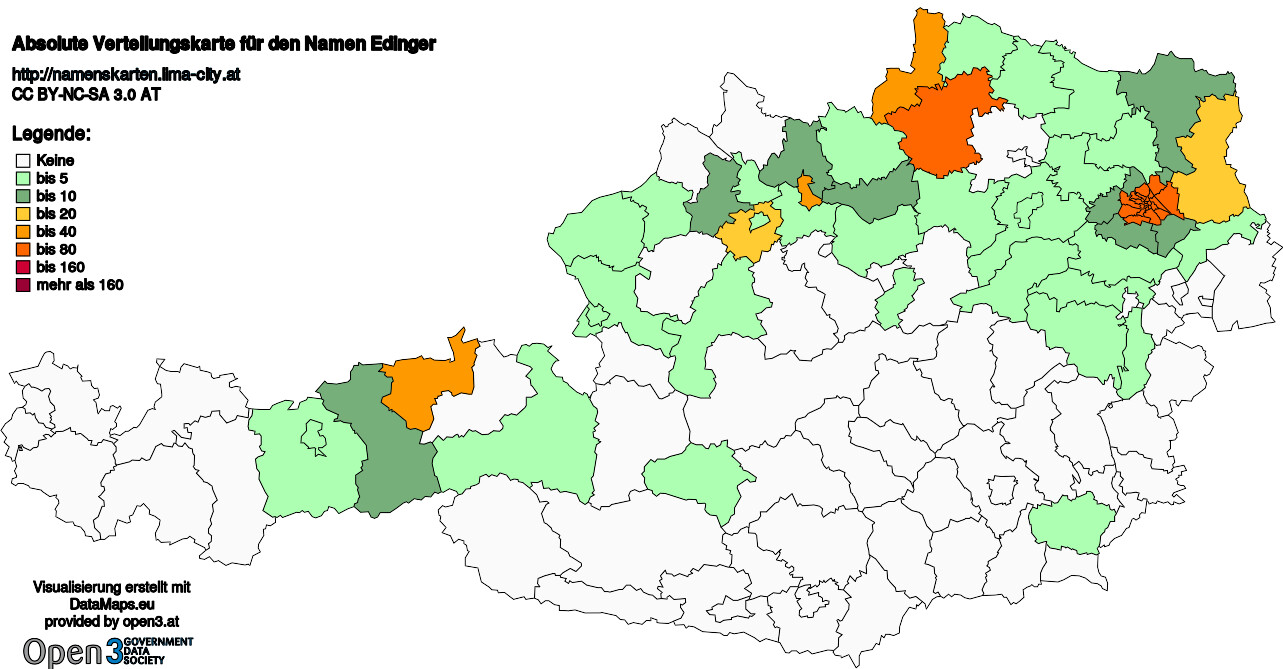 Absolute Verteilungskarten Nachnamen Edinger