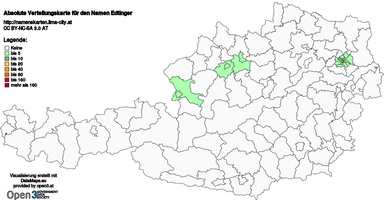 Absolute Verteilungskarten Nachnamen Edtinger