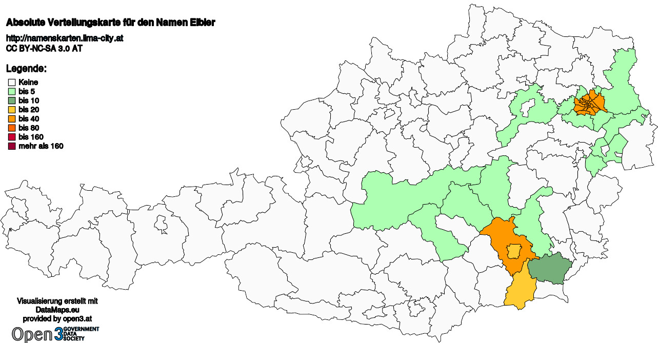 Absolute Verteilungskarten Nachnamen Eibler