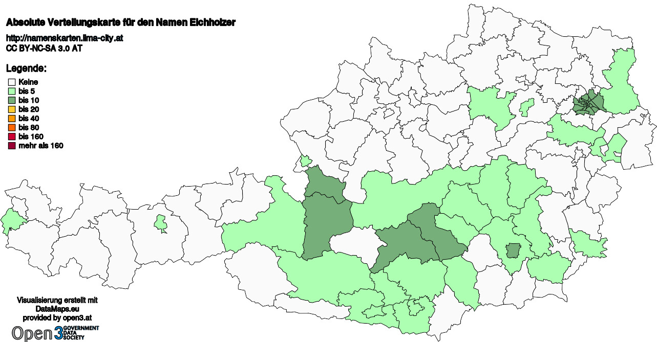 Absolute Verteilungskarten Nachnamen Eichholzer