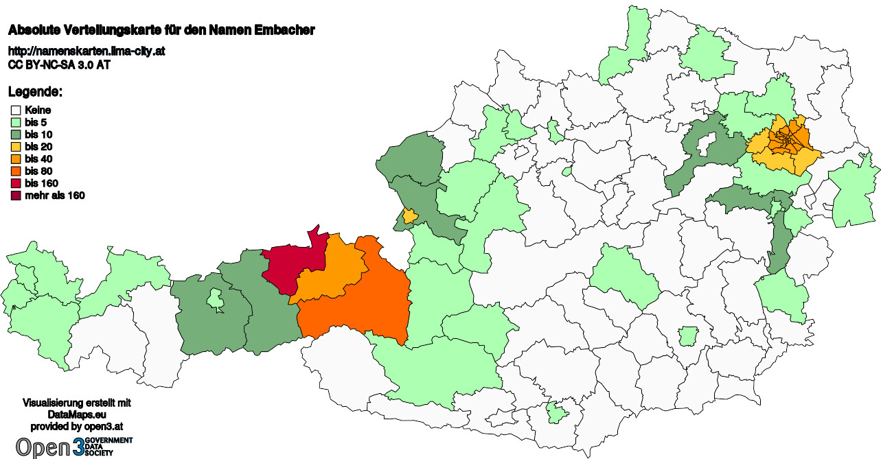 Absolute Verteilungskarten Nachnamen Embacher