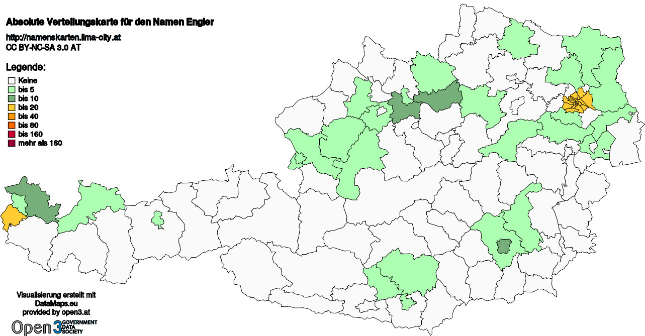 Absolute Verteilungskarten Nachnamen Engler