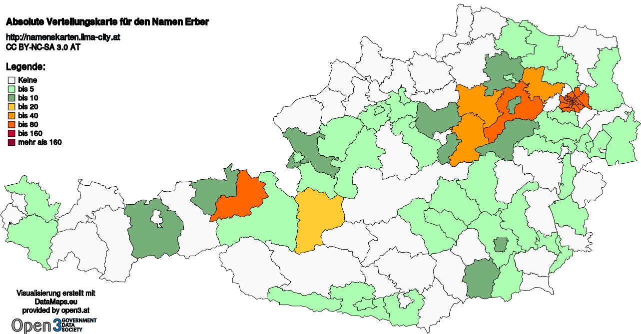 Absolute Verteilungskarten Nachnamen Erber