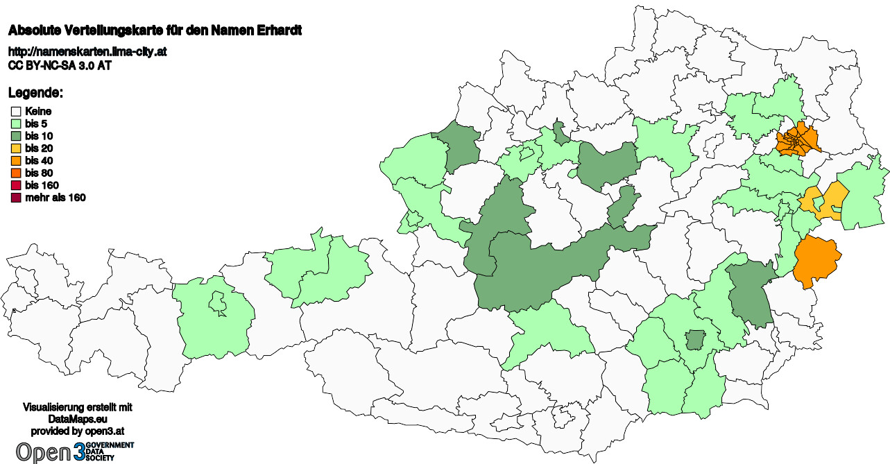 Absolute Verteilungskarten Nachnamen Erhardt