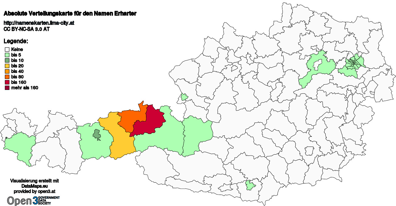 Absolute Verteilungskarten Nachnamen Erharter