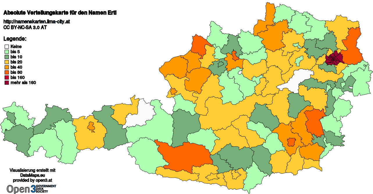 Absolute Verteilungskarten Nachnamen Ertl