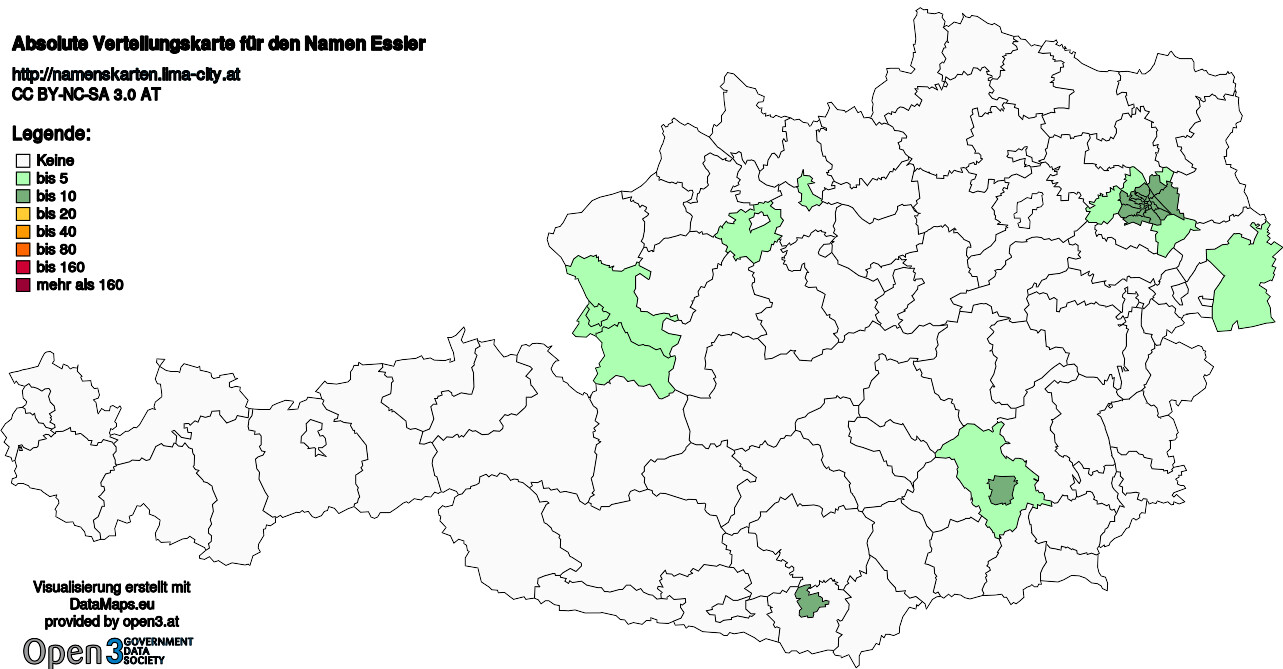 Absolute Verteilungskarten Nachnamen Essler