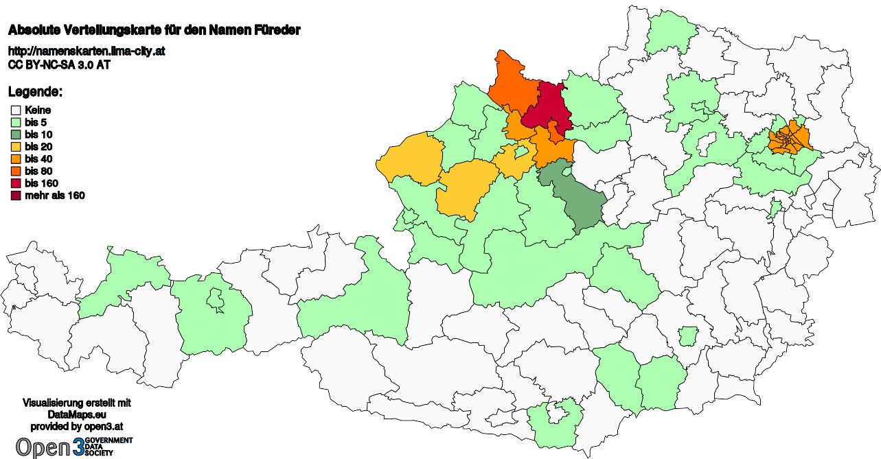 Absolute Verteilungskarten Nachnamen Füreder