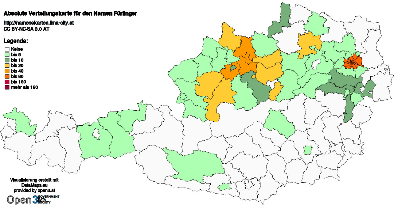 Absolute Verteilungskarten Nachnamen Fürlinger