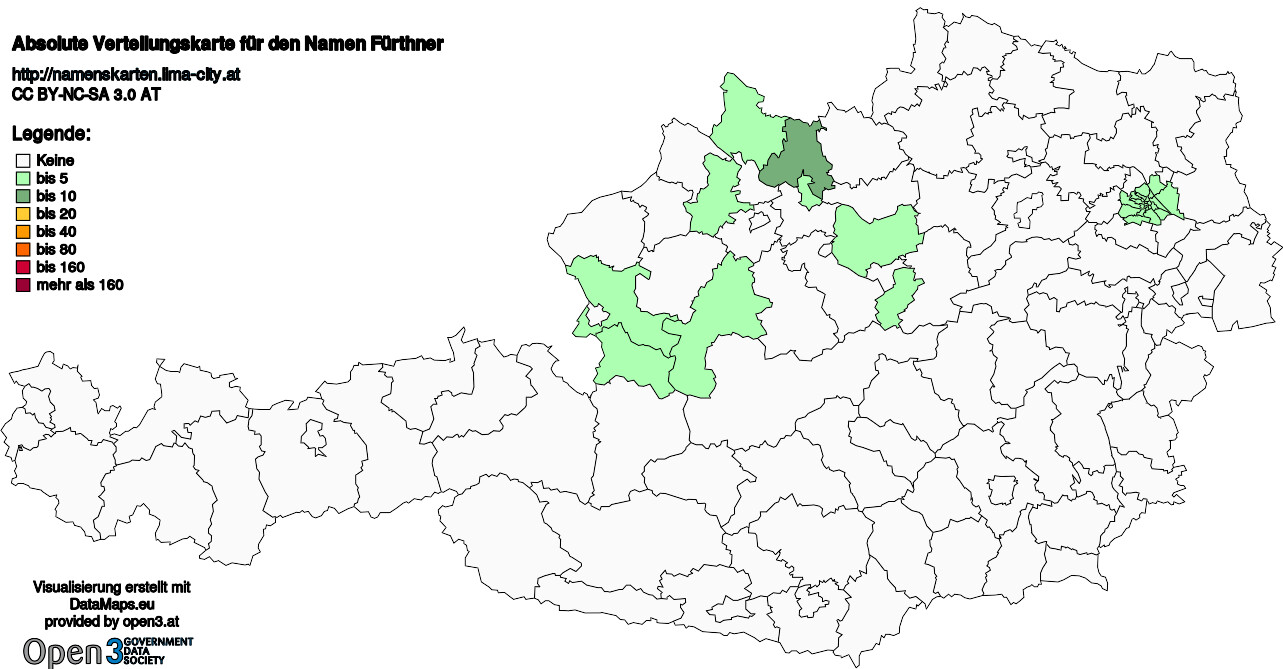 Absolute Verteilungskarten Nachnamen Fürthner