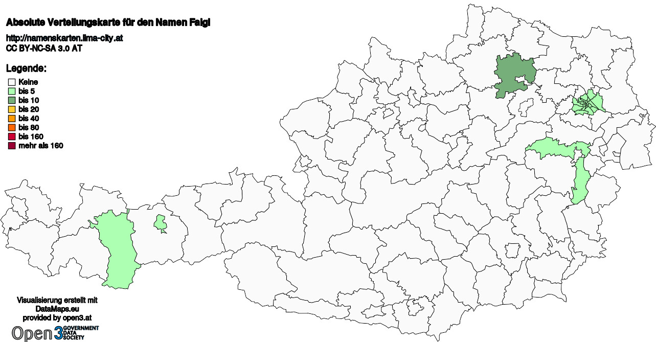 Absolute Verteilungskarten Nachnamen Faigl