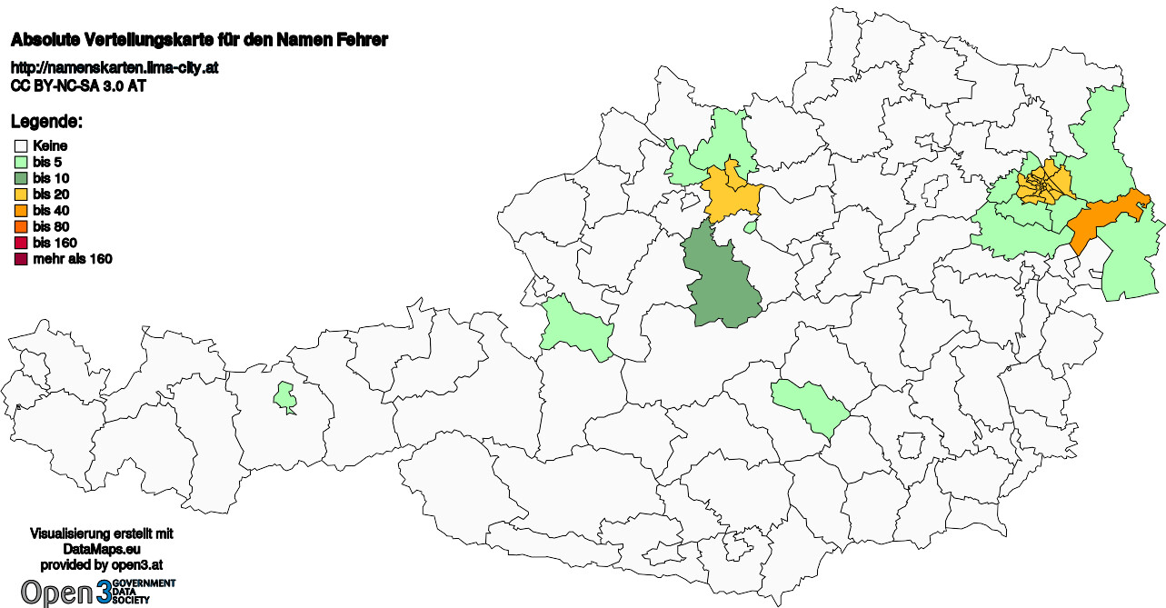 Absolute Verteilungskarten Nachnamen Fehrer