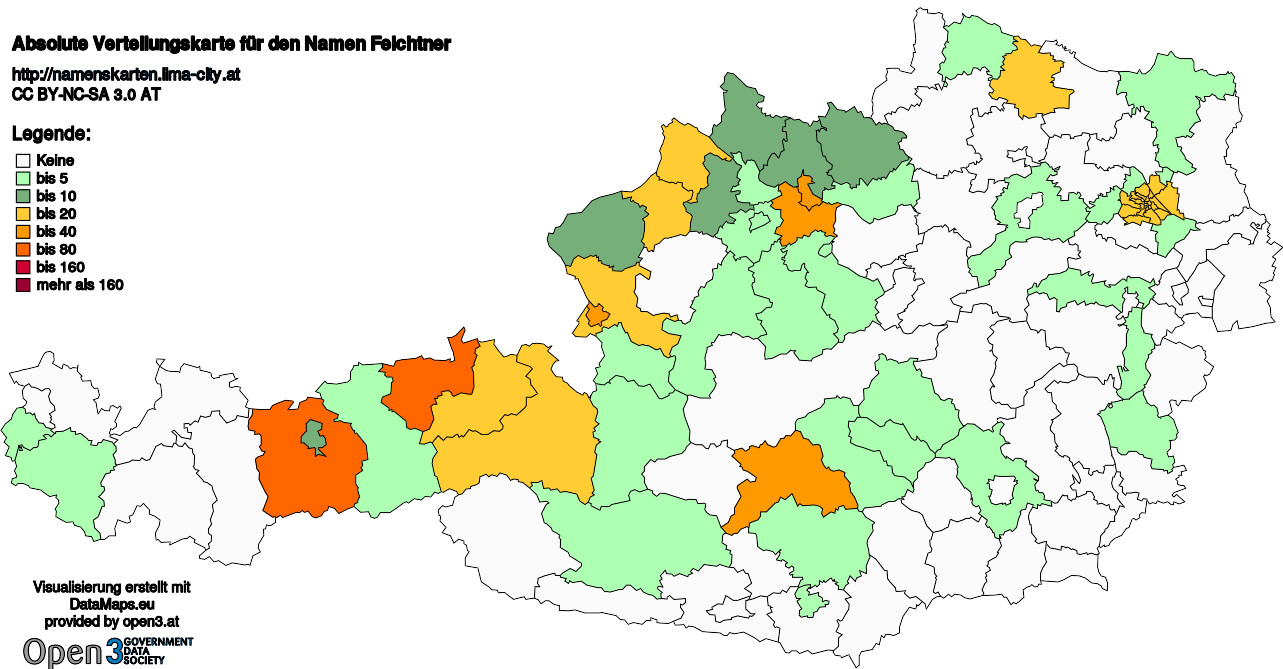 Absolute Verteilungskarten Nachnamen Feichtner