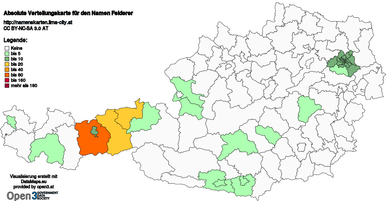 Absolute Verteilungskarten Nachnamen Felderer