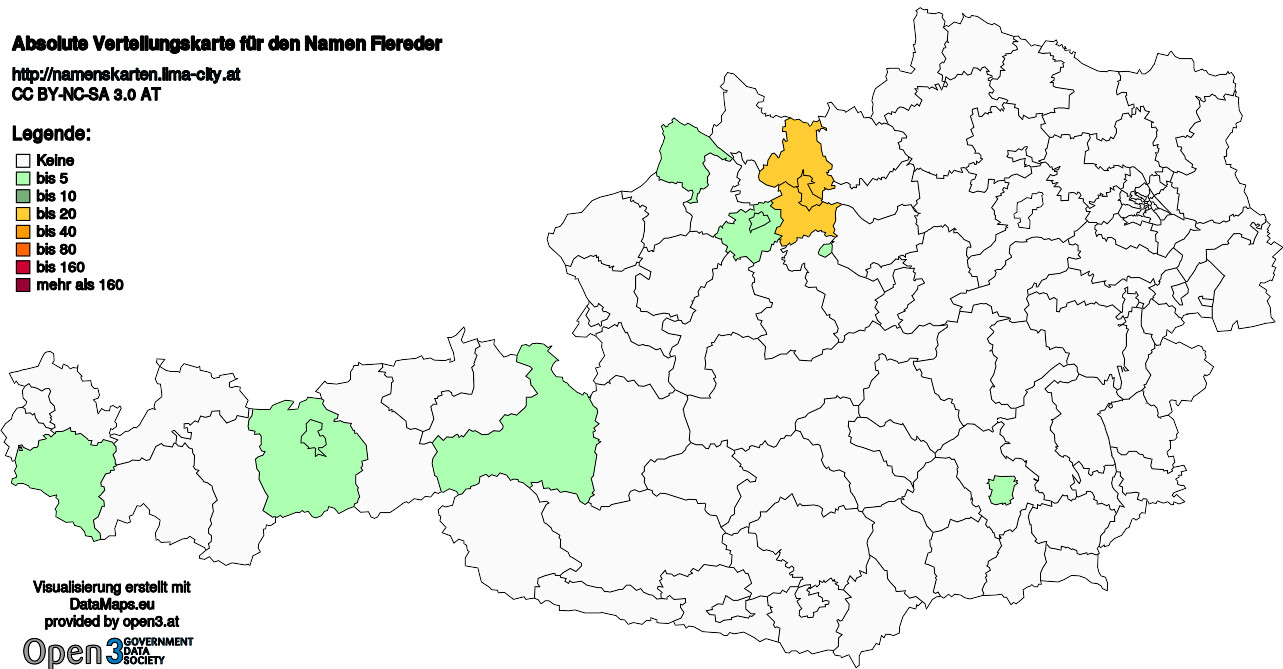 Absolute Verteilungskarten Nachnamen Fiereder