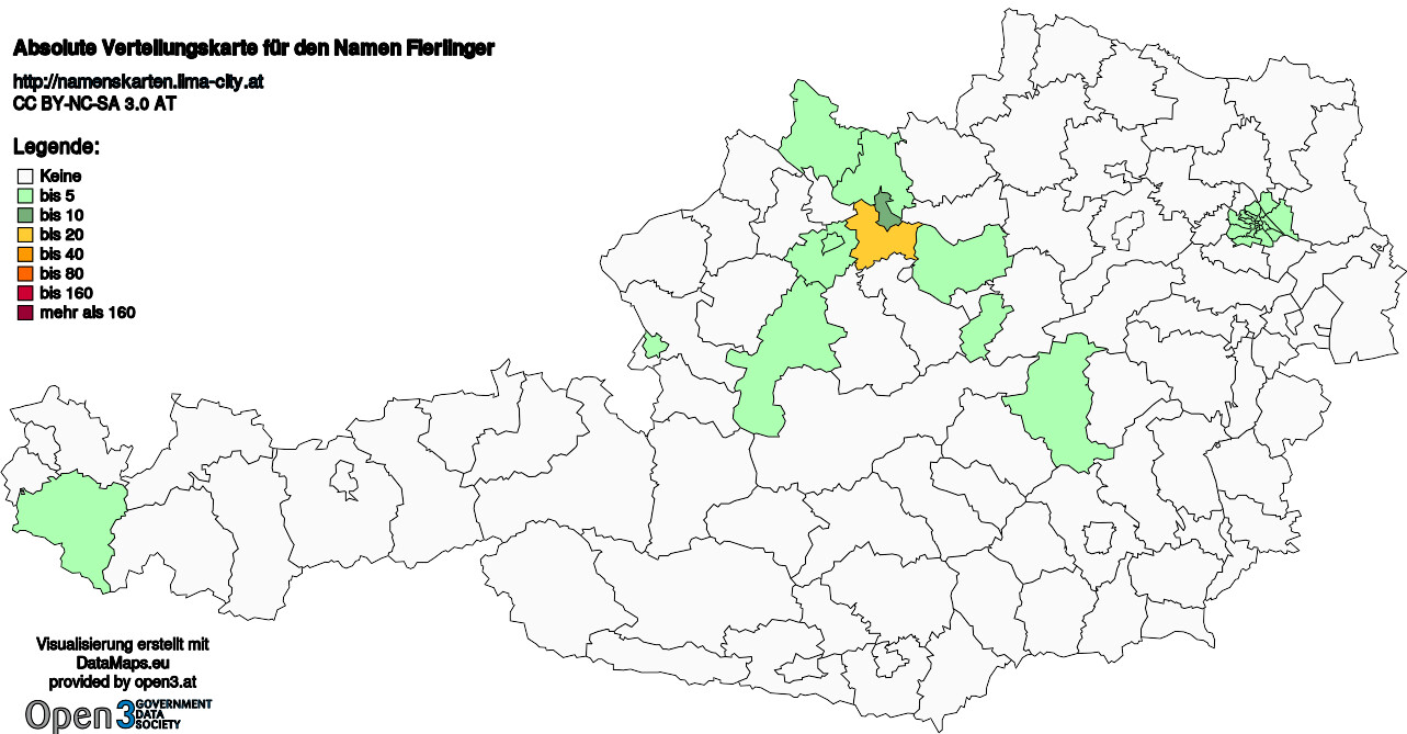 Absolute Verteilungskarten Nachnamen Fierlinger