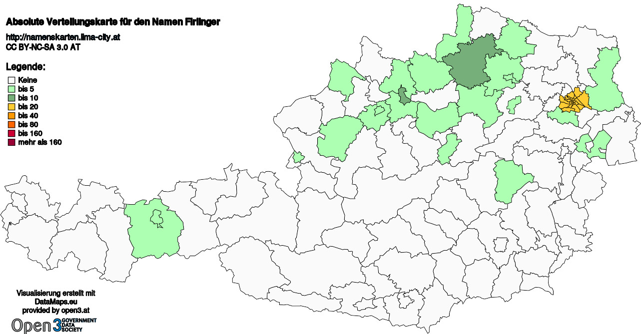 Absolute Verteilungskarten Nachnamen Firlinger