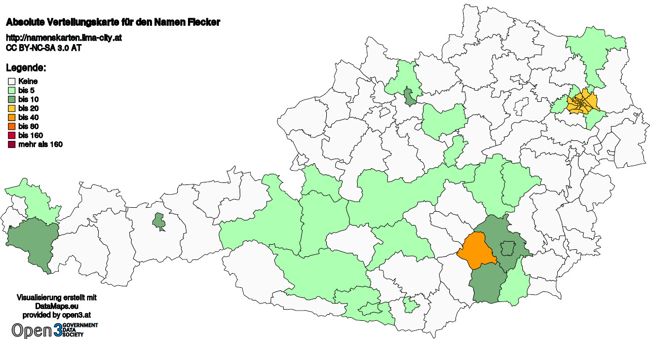 Absolute Verteilungskarten Nachnamen Flecker