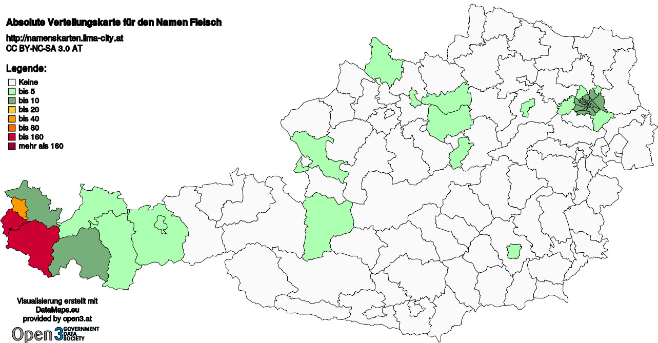 Absolute Verteilungskarten Nachnamen Fleisch