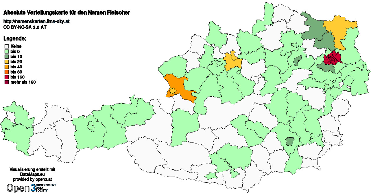 Absolute Verteilungskarten Nachnamen Fleischer
