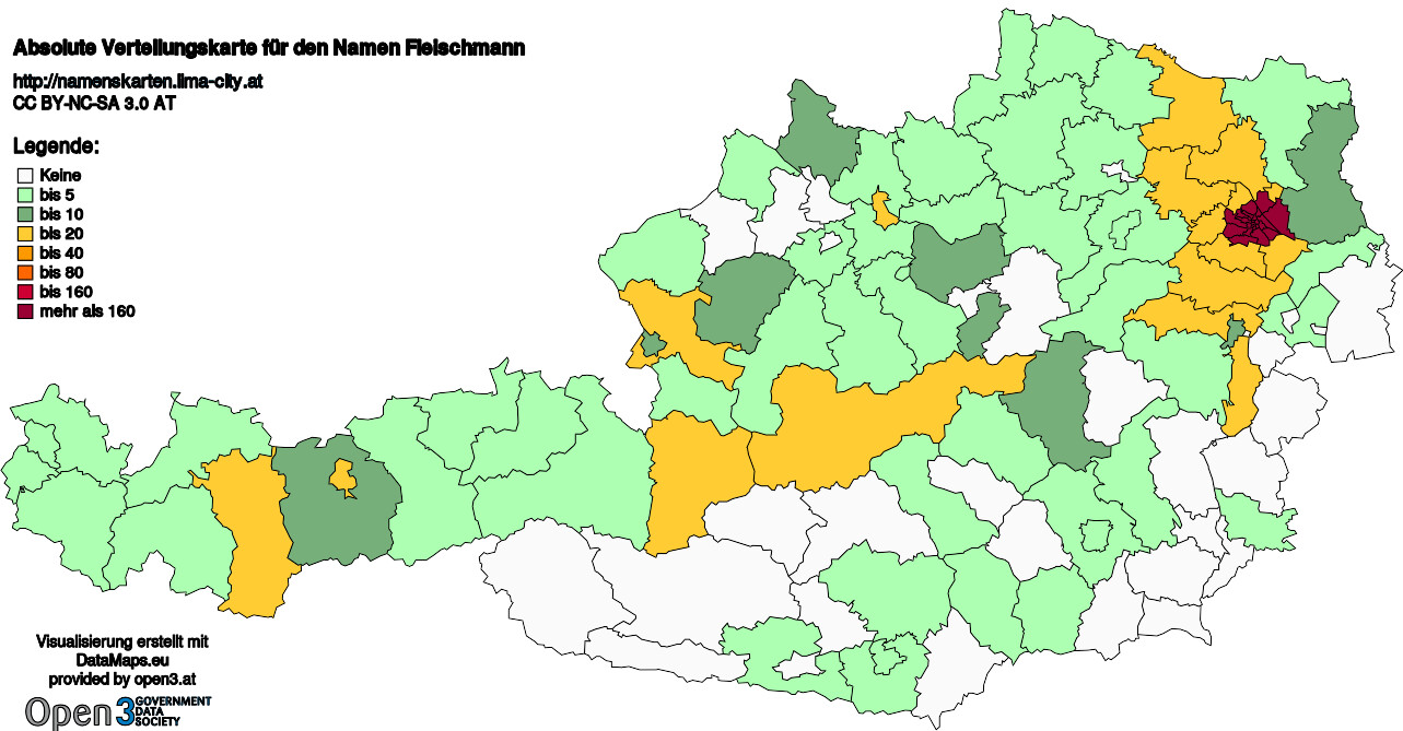 Absolute Verteilungskarten Nachnamen Fleischmann