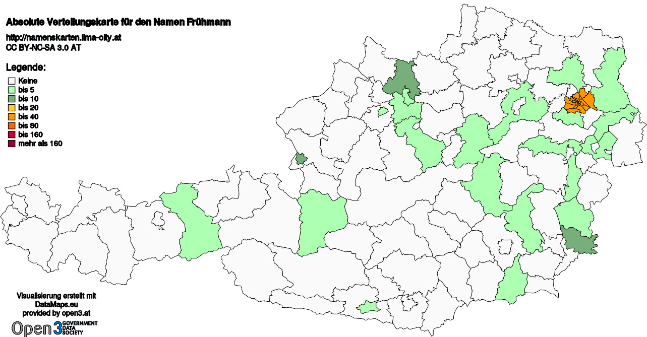 Absolute Verteilungskarten Nachnamen Frühmann