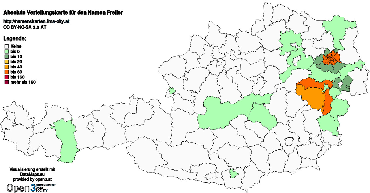 Absolute Verteilungskarten Nachnamen Freiler