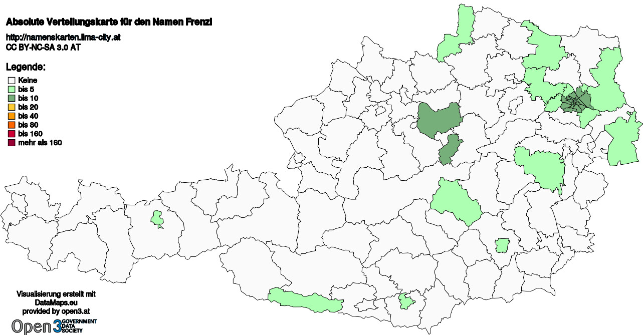 Absolute Verteilungskarten Nachnamen Frenzl