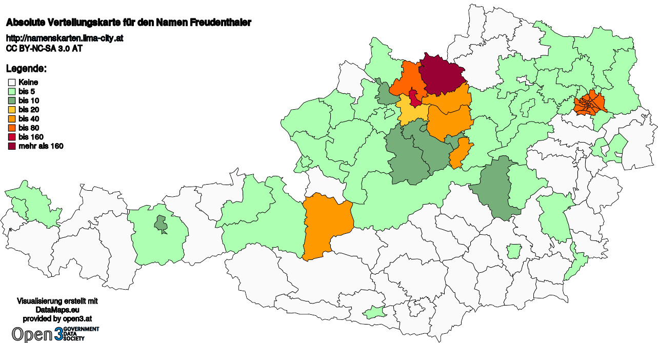 Absolute Verteilungskarten Nachnamen Freudenthaler