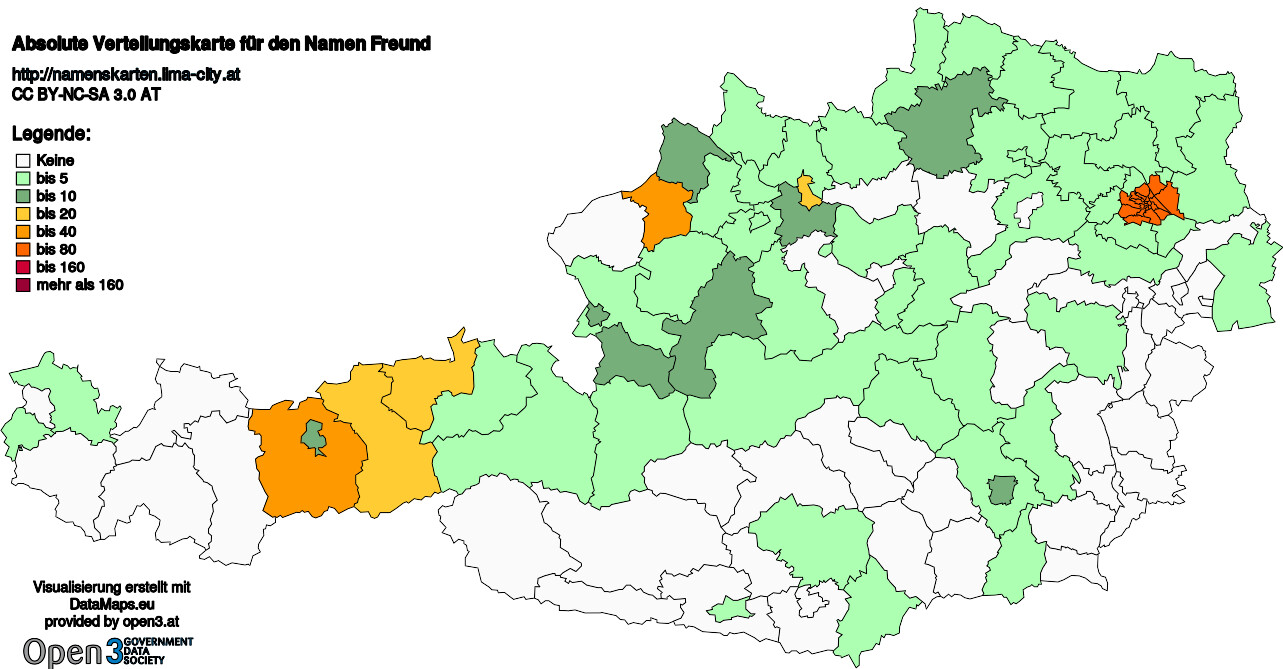 Absolute Verteilungskarten Nachnamen Freund