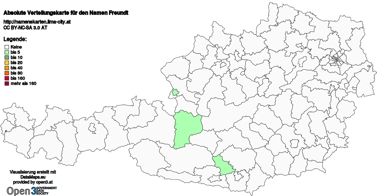 Absolute Verteilungskarten Nachnamen Freundt