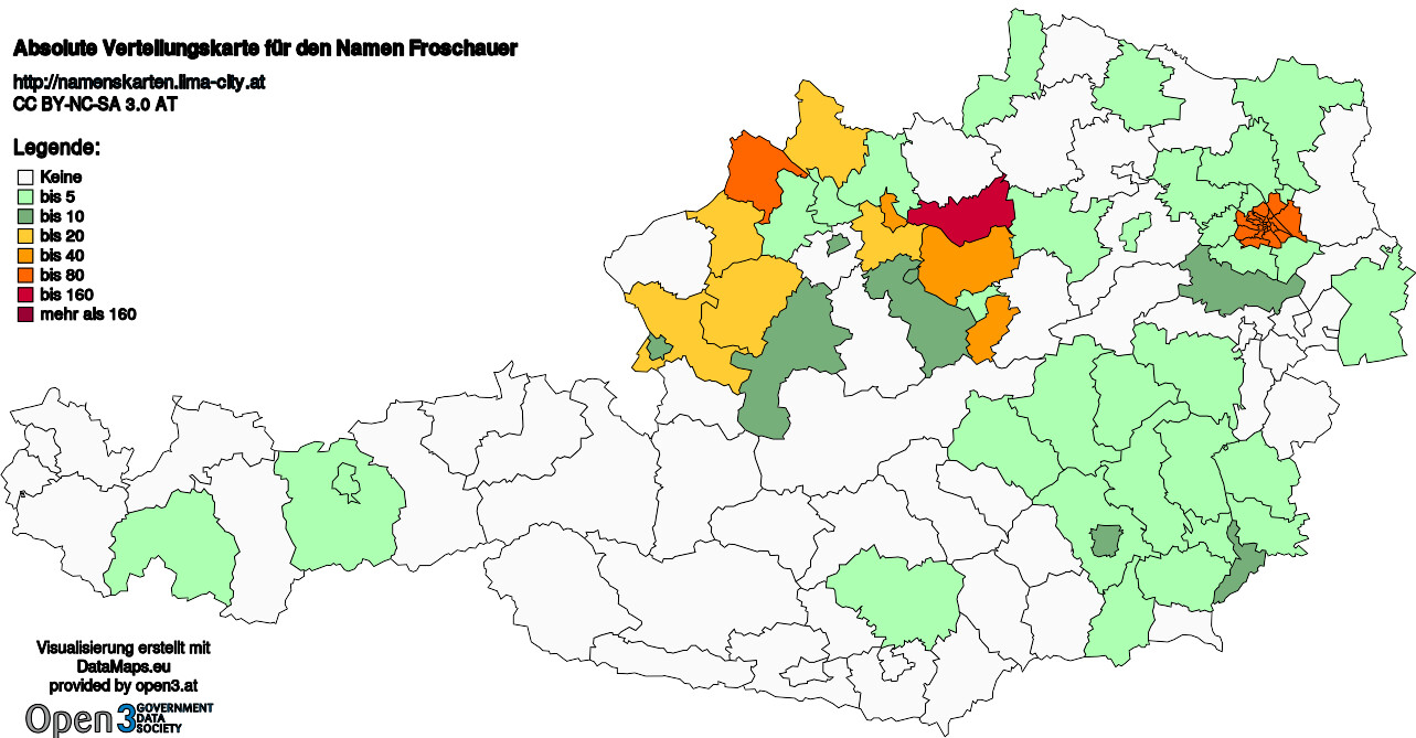 Absolute Verteilungskarten Nachnamen Froschauer