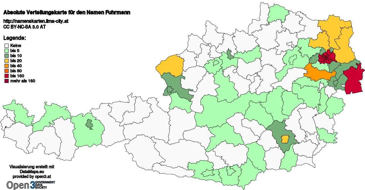 Absolute Verteilungskarten Nachnamen Fuhrmann