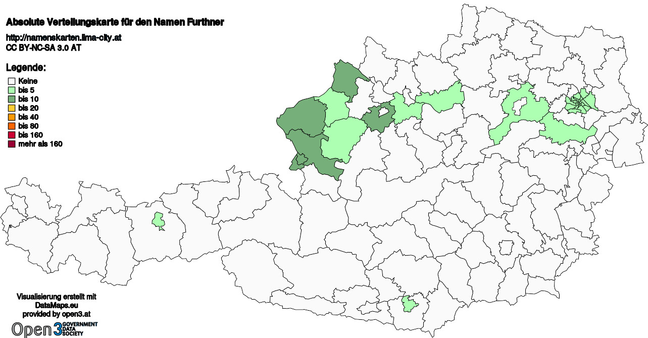 Absolute Verteilungskarten Nachnamen Furthner