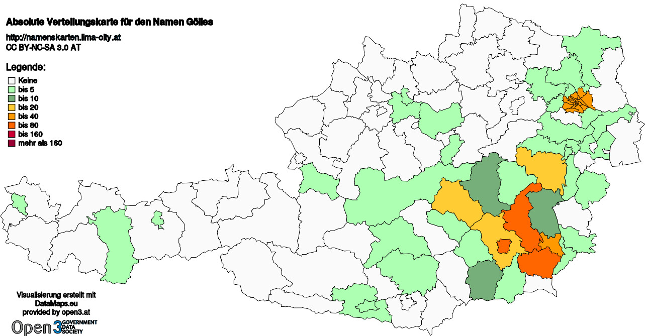 Absolute Verteilungskarten Nachnamen Gölles