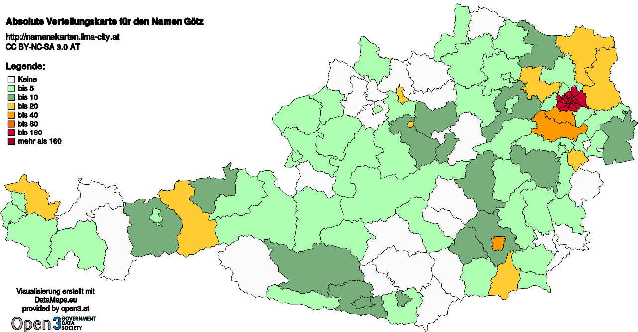 Absolute Verteilungskarten Nachnamen Götz