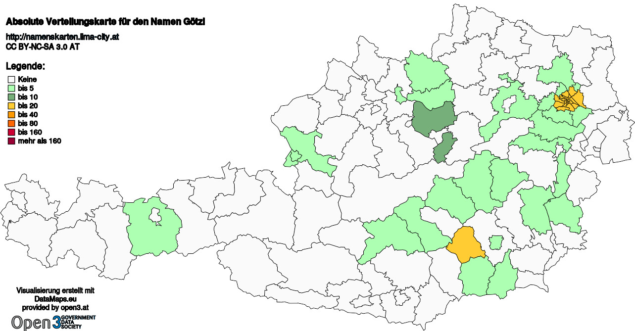 Absolute Verteilungskarten Nachnamen Götzl