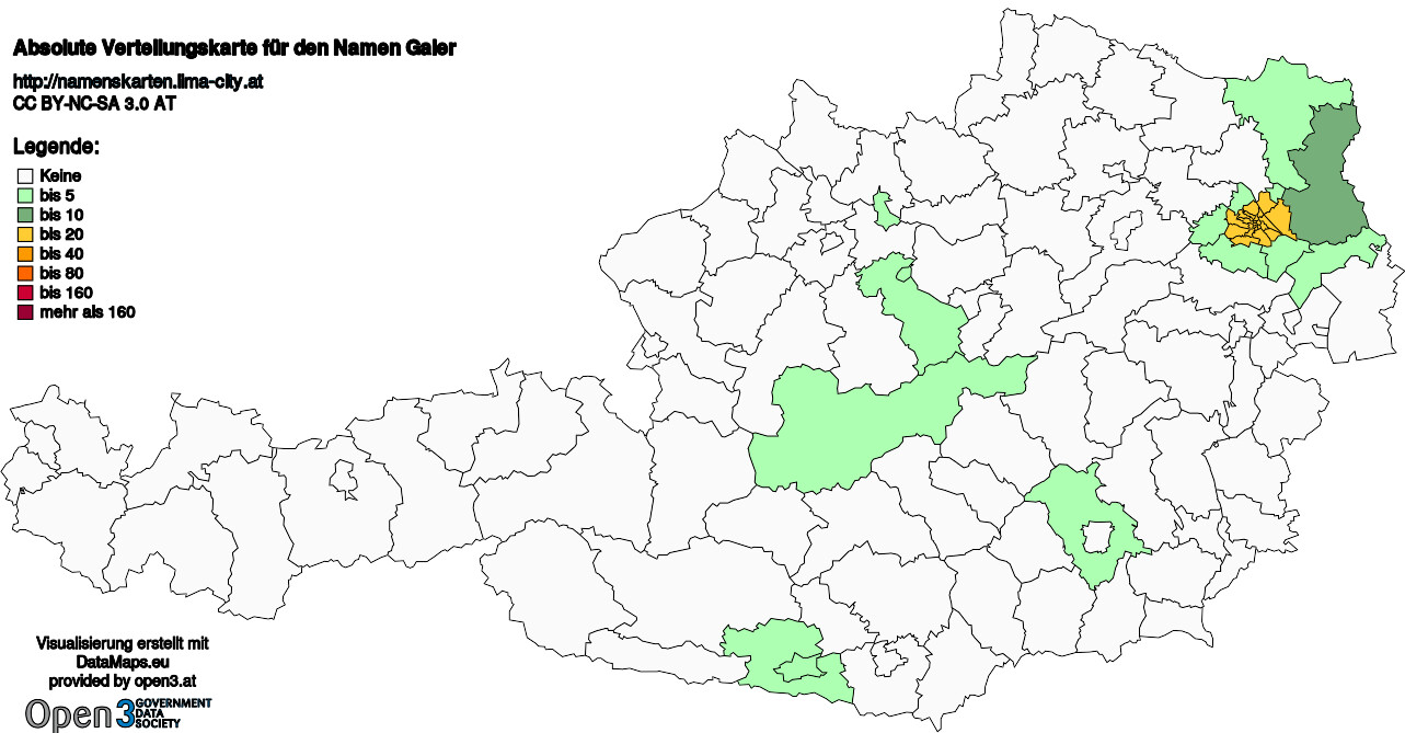 Absolute Verteilungskarten Nachnamen Gaier