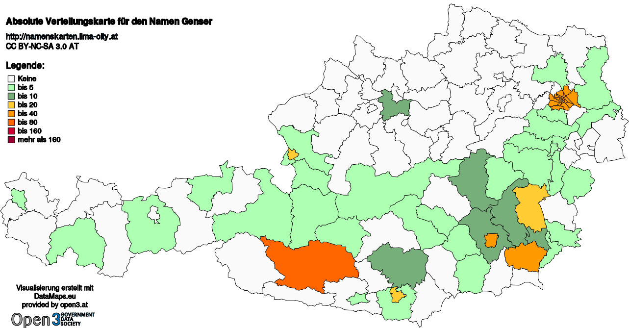 Absolute Verteilungskarten Nachnamen Genser