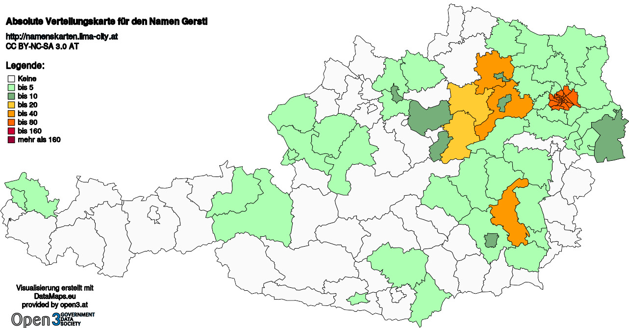 Absolute Verteilungskarten Nachnamen Gerstl