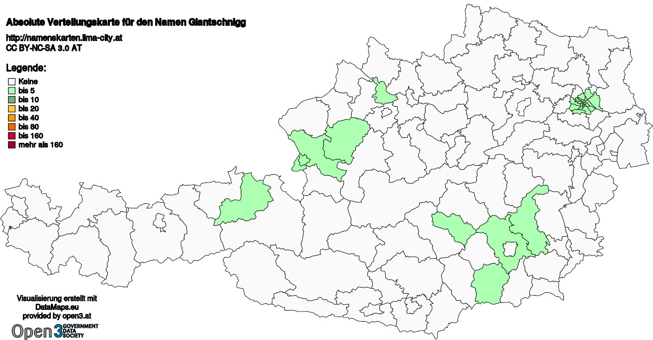 Absolute Verteilungskarten Nachnamen Glantschnigg