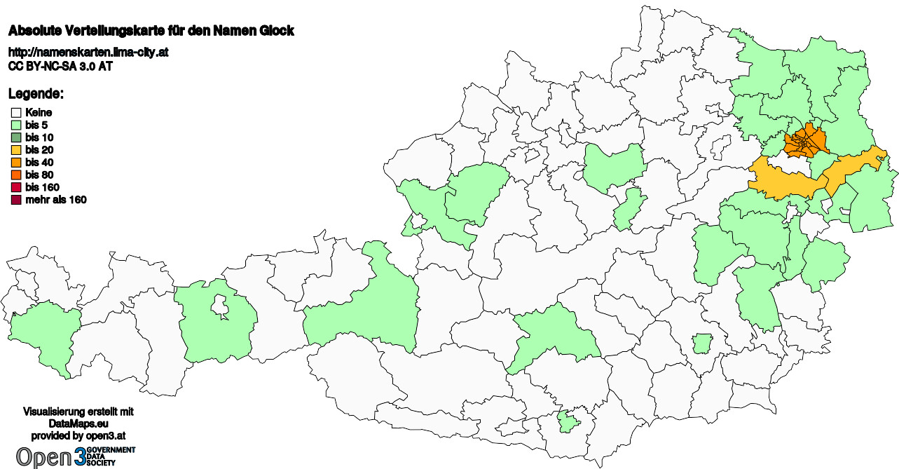 Absolute Verteilungskarten Nachnamen Glock