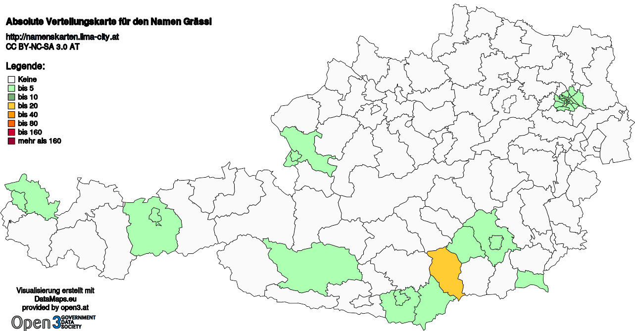 Absolute Verteilungskarten Nachnamen Grässl
