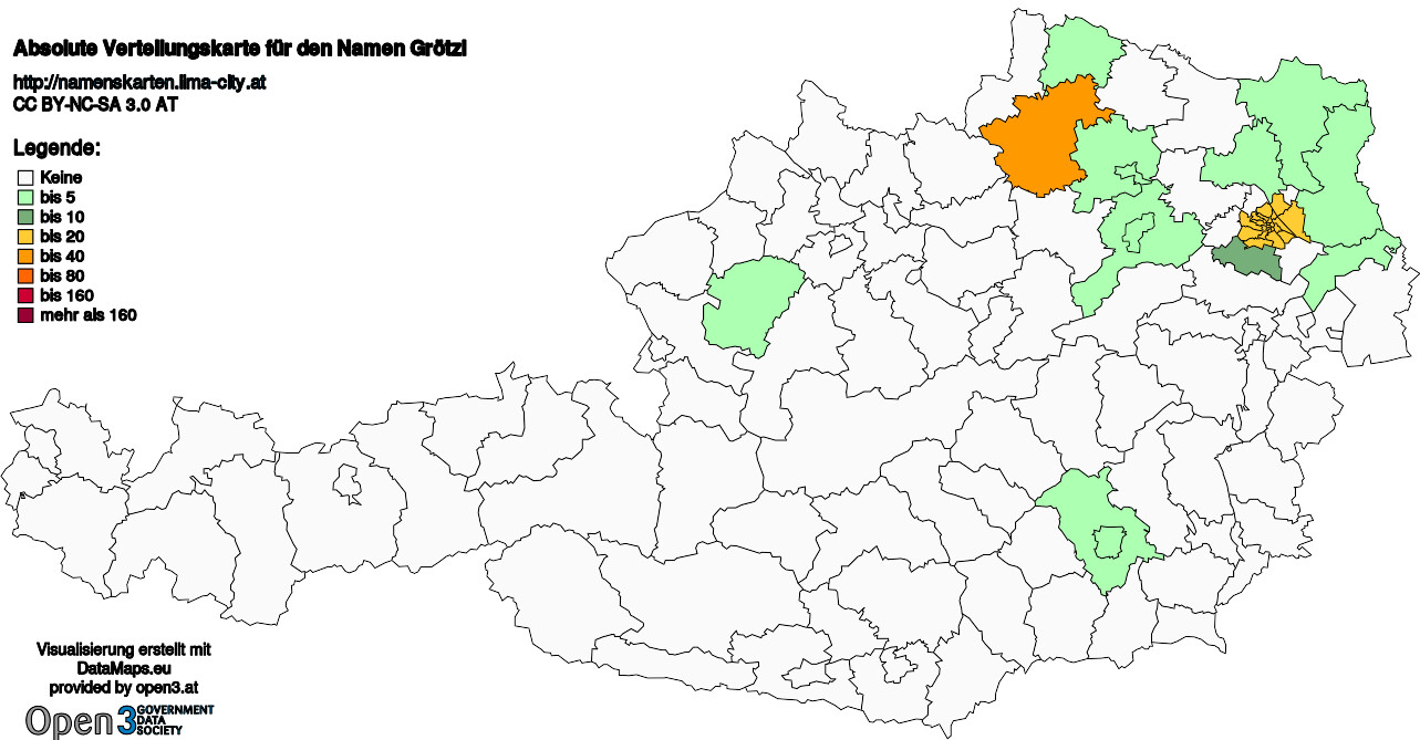 Absolute Verteilungskarten Nachnamen Grötzl